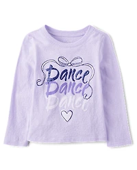 Baby And Toddler Girls Dance Glitter Graphic Tee