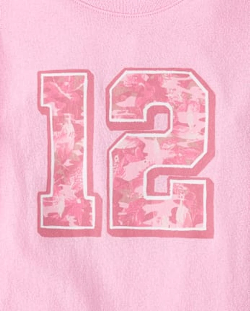 Girls Camo 12 Graphic Tee