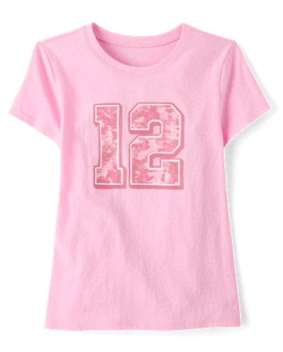 Girls Camo 12 Graphic Tee