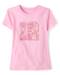 Girls Camo 12 Graphic Tee