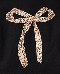 Baby And Toddler Girls Leopard Bow Graphic Tee