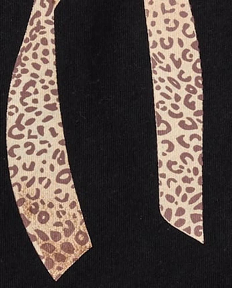 Baby And Toddler Girls Leopard Bow Graphic Tee