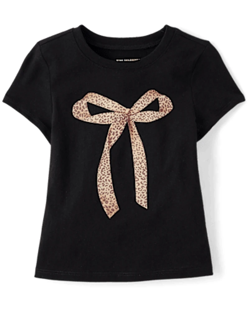 Baby And Toddler Girls Leopard Bow Graphic Tee