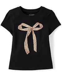 Baby And Toddler Girls Leopard Bow Graphic Tee