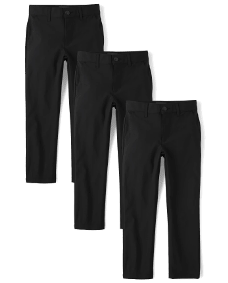 Boys Uniform Quick Dry Skinny Premium Chino Pants 3-Pack