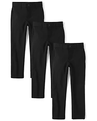 Boys Uniform Quick Dry Skinny Premium Chino Pants 3-Pack