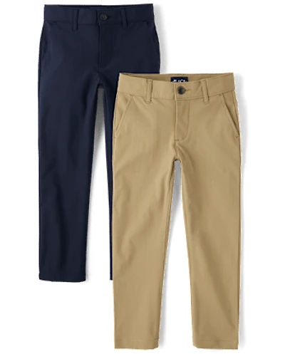 Boys Uniform Quick Dry Skinny Chino Pants 2-Pack