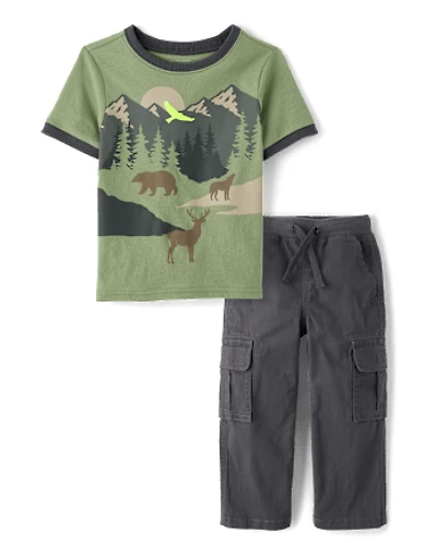 Baby And Toddler Boys Mountain 2-Piece Outfit Set