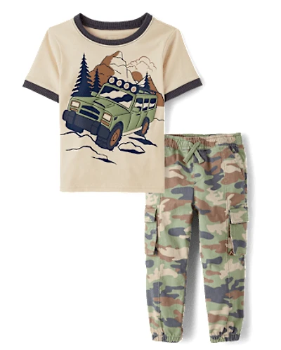 Baby And Toddler Boys Vehicle 2-Piece Outfit Set