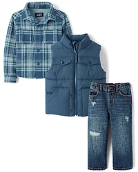 Baby And Toddler Plaid 3-Piece Outfit Set