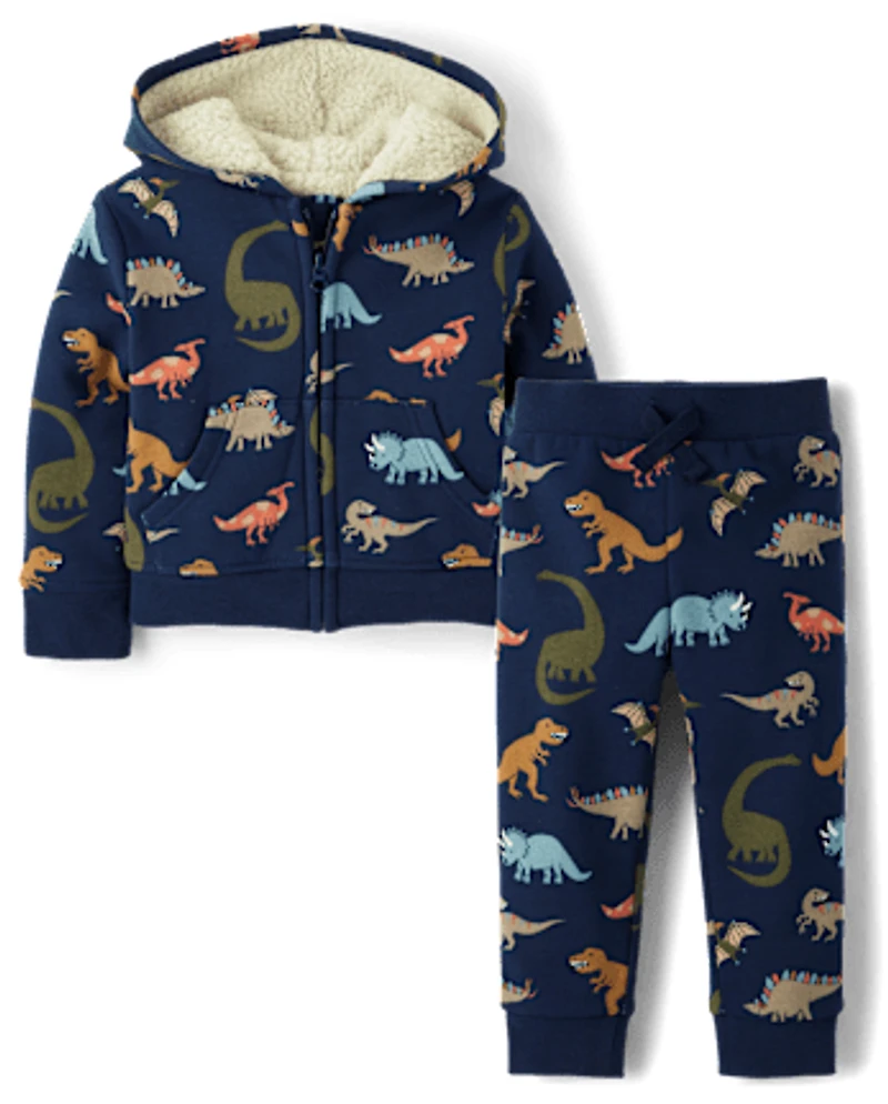 Baby And Toddler Boys Dino Premium Fleece 2-Piece Outfit Set