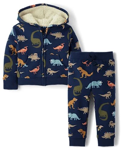 Baby And Toddler Boys Dino Premium Fleece 2-Piece Outfit Set