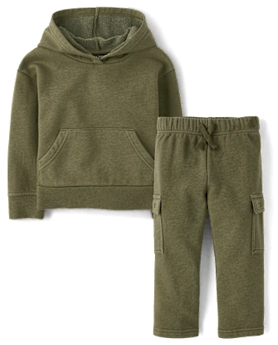 Baby And Toddler Boys Garment Dyed Premium Fleece 2-Piece Outfit Set
