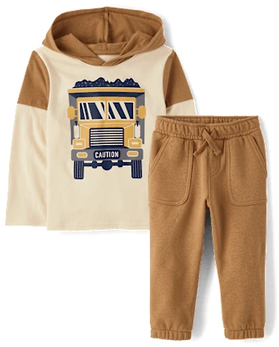 Baby And Toddler Boys Construction Vehicle 2-Piece Outfit Set