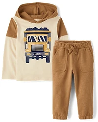 Baby And Toddler Boys Construction Vehicle 2-Piece Outfit Set