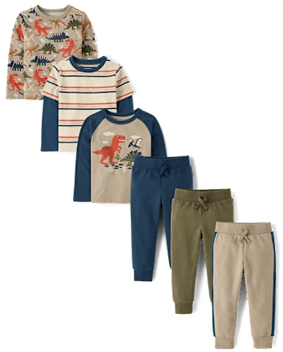 Baby And Toddler Boys Dino 6-Piece Outfit Set