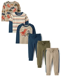 Baby And Toddler Boys Dino 6-Piece Outfit Set