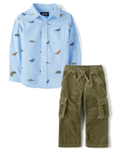 Baby And Toddler Boys Dino 2-Piece Outfit Set