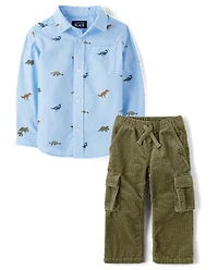 Baby And Toddler Boys Dino 2-Piece Outfit Set