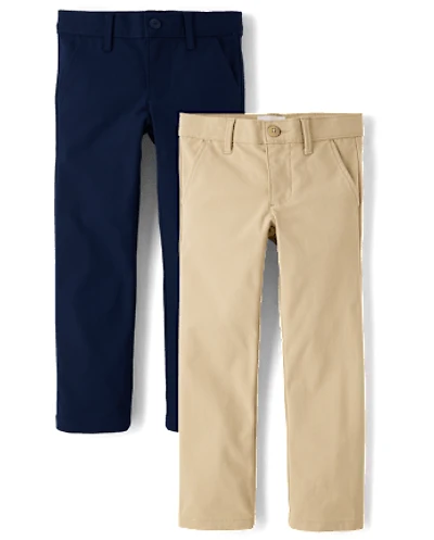 Girls Uniform Quick Dry Skinny Chino Pants 2-Pack