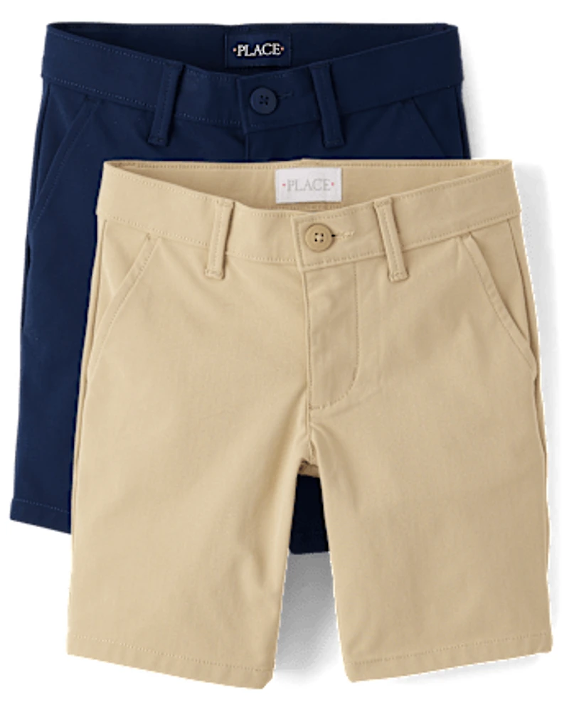 Girls Uniform Quick Dry Chino Shorts 2-Pack