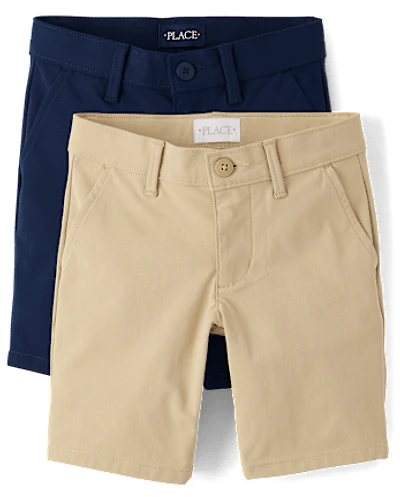 Girls Uniform Quick Dry Chino Shorts 2-Pack