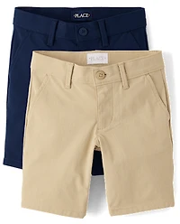 Girls Uniform Quick Dry Chino Shorts 2-Pack