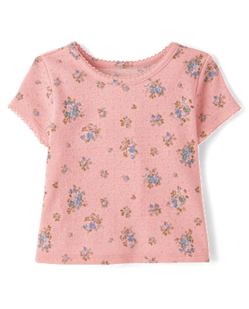 Toddler Girls Floral Pointelle 2-Piece Outfit Set