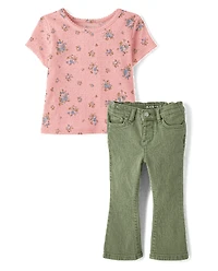 Toddler Girls Floral Pointelle 2-Piece Outfit Set