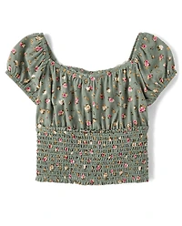 Girls Floral Smocked 2-Piece Outfit Set
