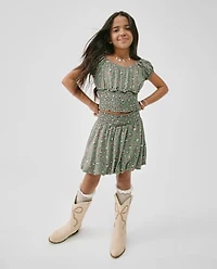 Girls Floral Smocked 2-Piece Outfit Set