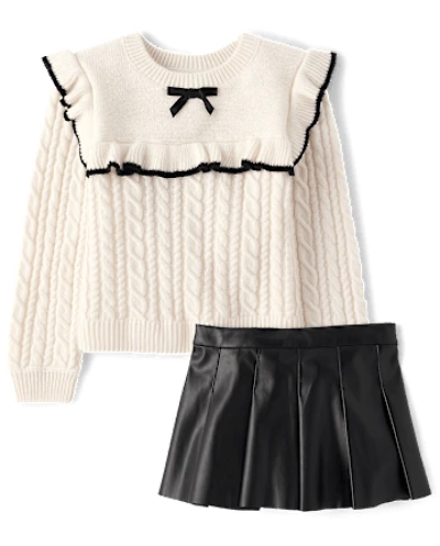 Toddler Girls Bow Ruffle 2-Piece Outfit Set