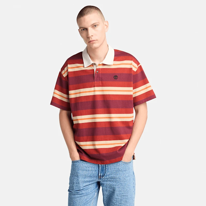 Men's Short-Sleeve Striped Rugby Polo