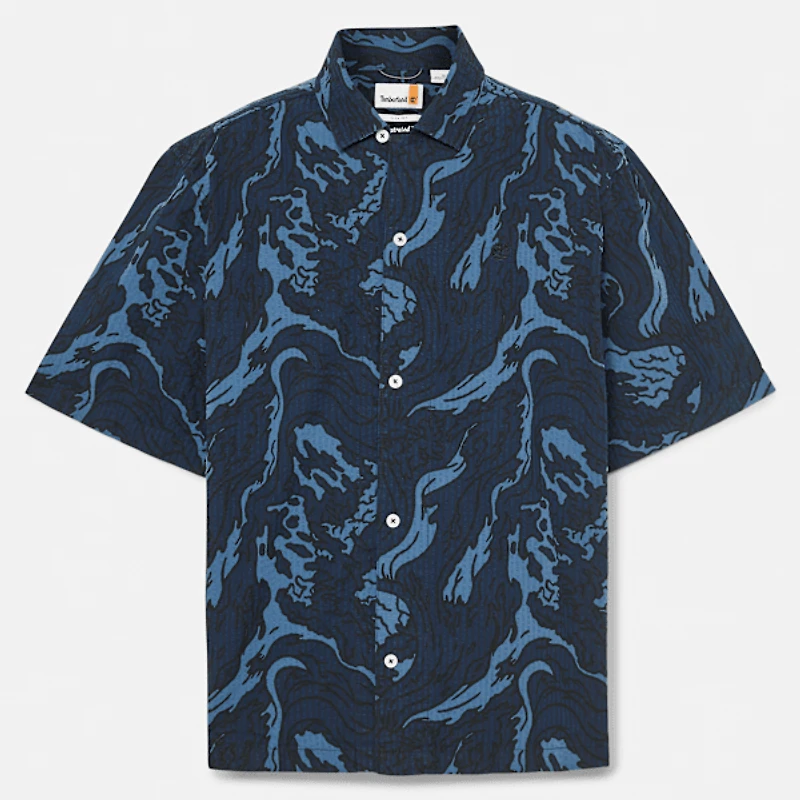 Men's Seersucker Graphic Resort Shirt