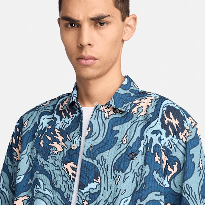 Men's Seersucker Graphic Resort Shirt