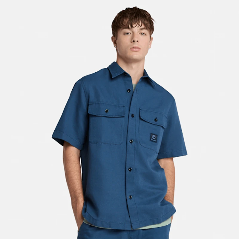 Men's Cotton Linen Utility Overshirt