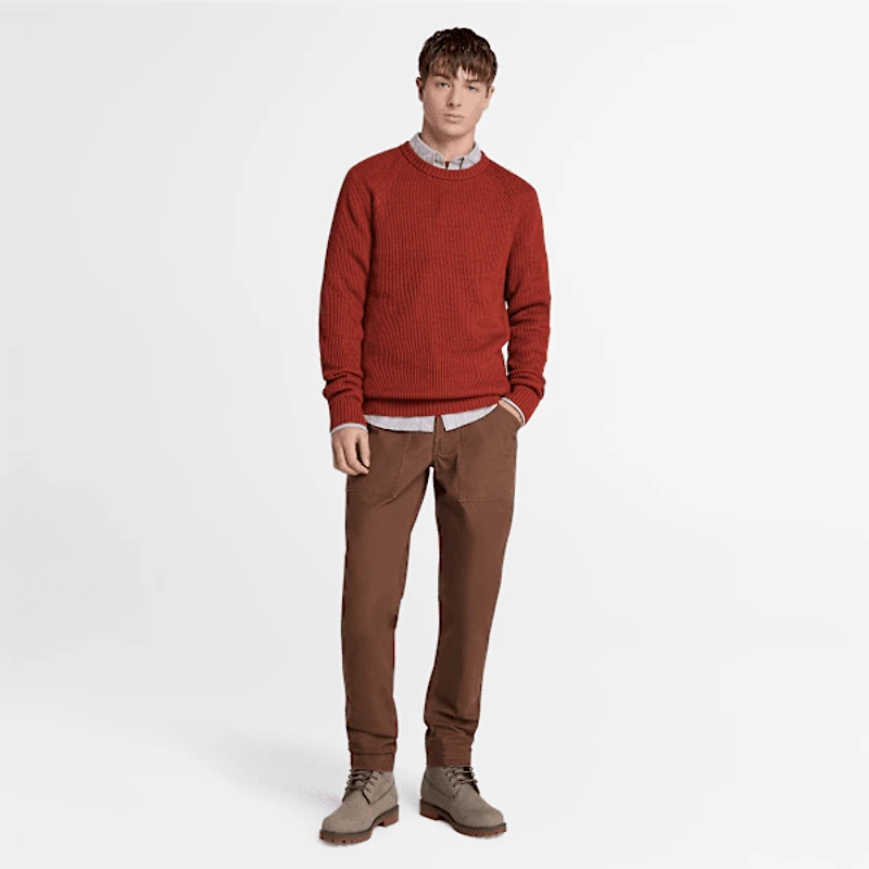 Men's Raglan Sleeve Ribbed Sweater