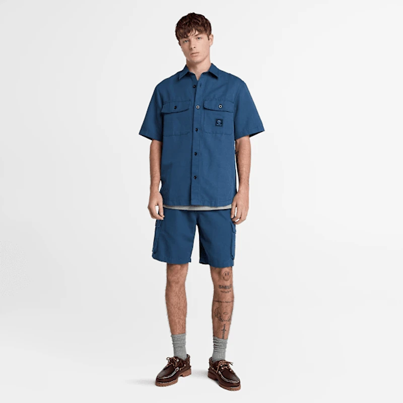 Men's Cotton Linen Utility Overshirt