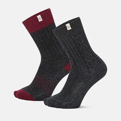 Men's Timberland® 2-Pack Cushioned Cable Knit Crew Sock