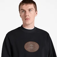 Men's Leather Badge Crewneck Sweatshirt