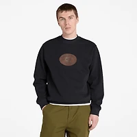 Men's Leather Badge Crewneck Sweatshirt