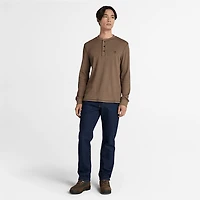 Men's Wharf River Waffle Henley Long-Sleeve Polo Shirt