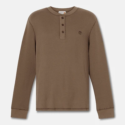 Men's Wharf River Waffle Henley Long-Sleeve Polo Shirt