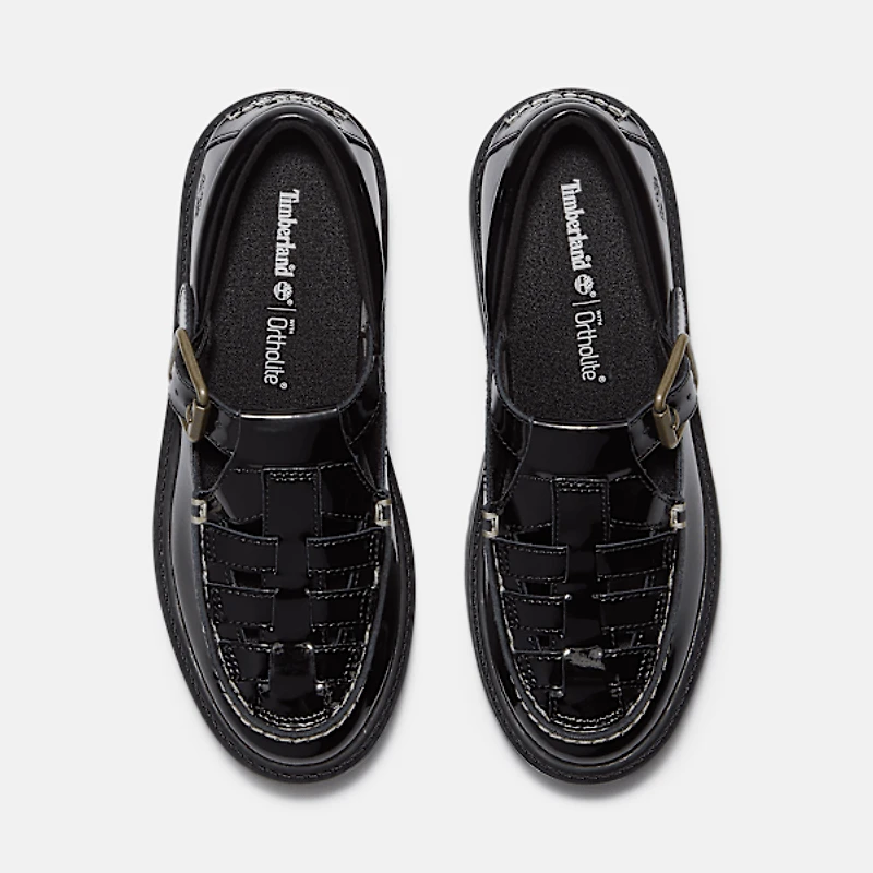 Women's Patent Leather Stone Street Platform Buckle Shoe