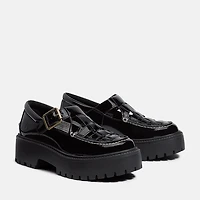 Women's Patent Leather Stone Street Platform Buckle Shoe