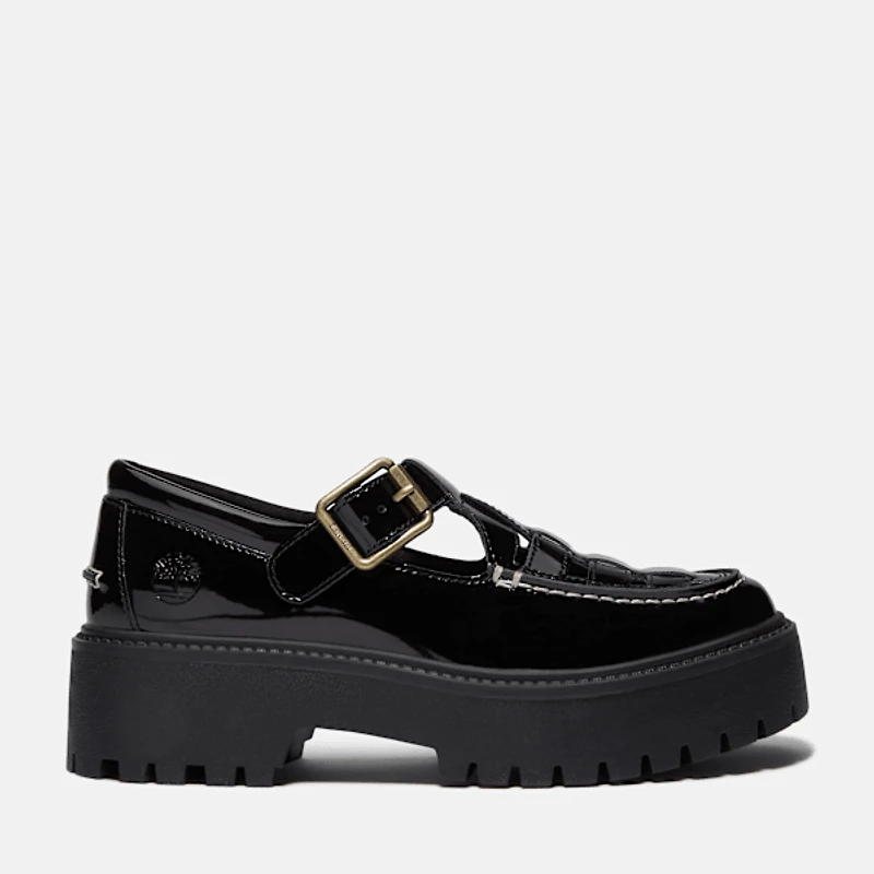 Women's Patent Leather Stone Street Platform Buckle Shoe