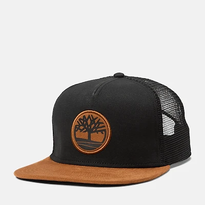 Faux Suede Flatbrim Trucker Hat