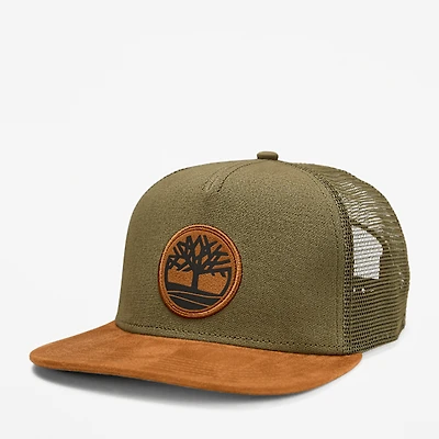 Faux Suede Flatbrim Trucker Cap