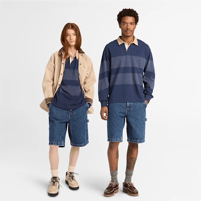 Striped Long-Sleeve Rugby Polo Shirt