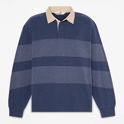 Striped Long-Sleeve Rugby Polo Shirt